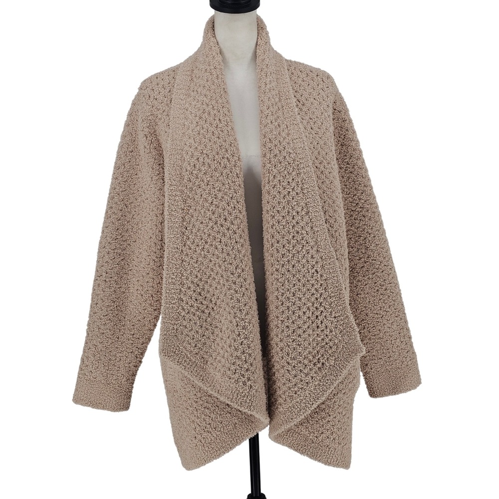 Barefoot Dreams CozyChic Shawl Cardigan XL Beige Honeycomb Neutral Oversized
